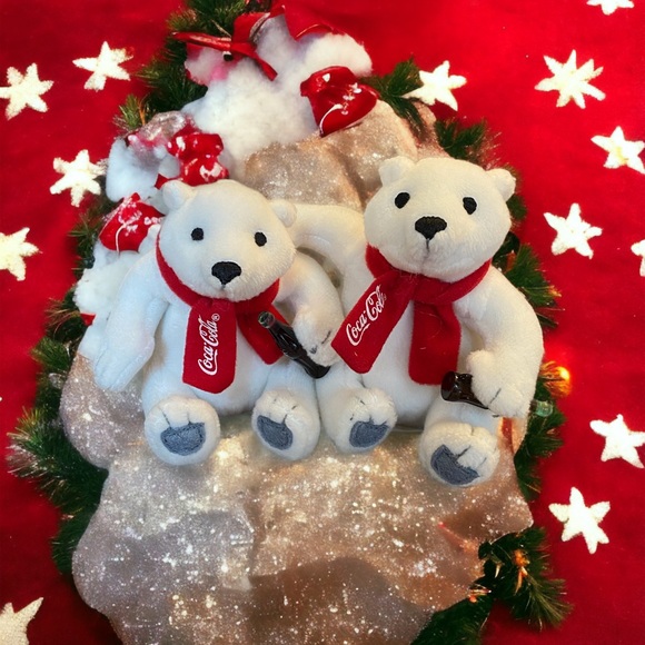 Coca Cola polar bears mini plush with red scarf and Coke bottle. New cond… - Picture 1 of 5